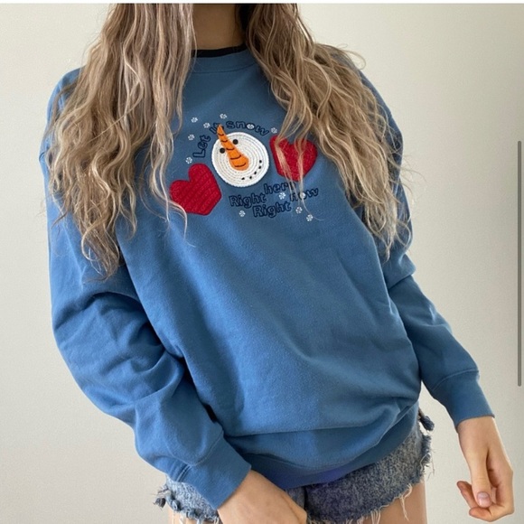 Vintage 90’s Y2K snowman Mittens Soft Oversized Ugly Christmas Sweater crewneck - Picture 3 of 9